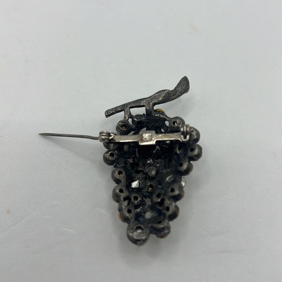 Vintage Rhinestone Grape Fruit Brooch Pin maximalist unique boho indie retro - Picture 6 of 11
